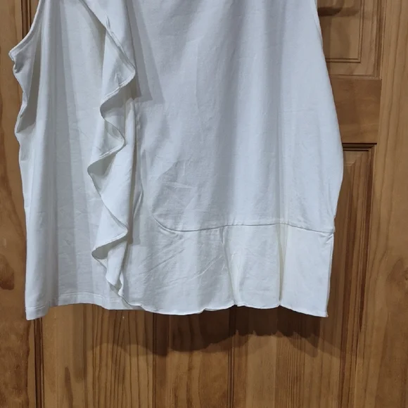 White Ruffle-Accent Sleeveless Tank - Picture 4 of 4